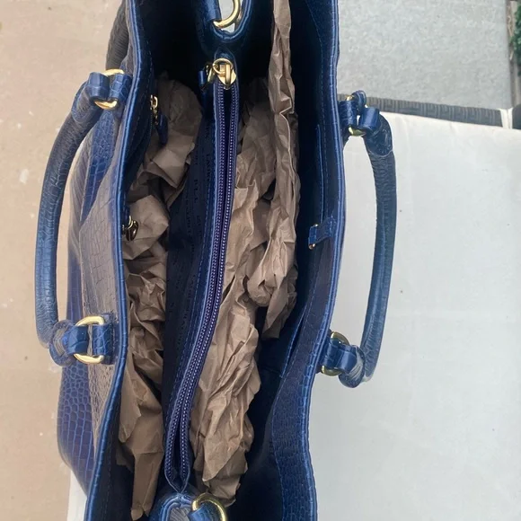 Vintage Ralph Lauren Blue Label Croc-Embossed Satchel in Royal Blue - Picture 3 of 4